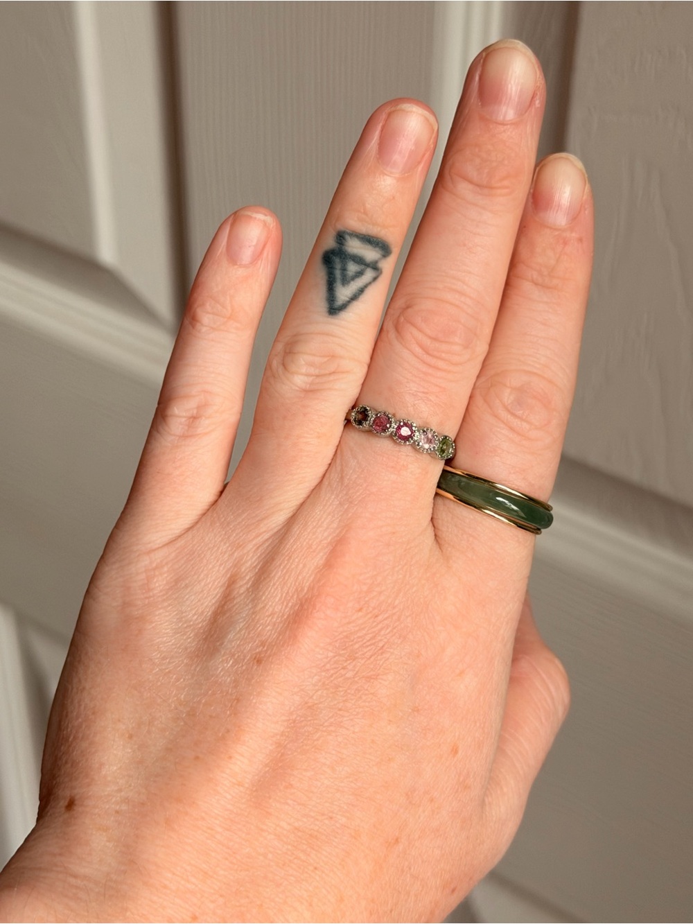 Multicolor Gemstone Stackable Ring - adjustable - Picture 3 of 7